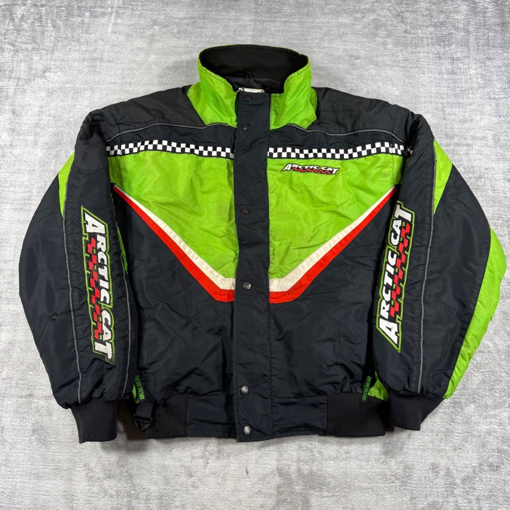 Arctic Cat ZR Jacket Mens XL Green Vintage 90s Racing Bomber Snowmobile